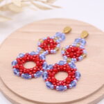 Ohrhänger "Marietta-Cube" Rot-Blau