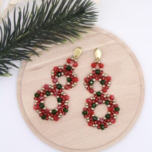 Ohrhänger "Marietta-Heart" Rot-Grün