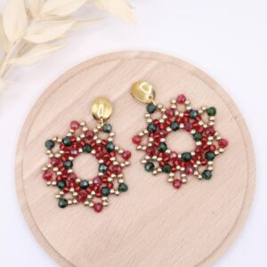 Ohrhänger "Marietta-Star" Rot-Grün