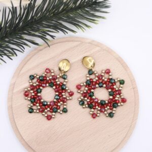 Ohrhänger "Marietta-Star" Rot-Grün