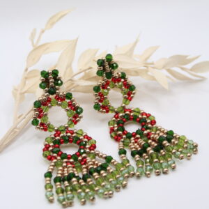 Ohrhänger "Marietta-Quaste" Rot-Grün