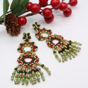 Ohrhänger "Marietta-Quaste" Rot-Grün