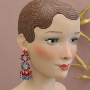 Ohrhänger "Marietta-Quaste" Rot-Blau