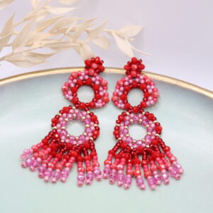 Ohrhänger "Marietta-Quaste" Himbeerrot