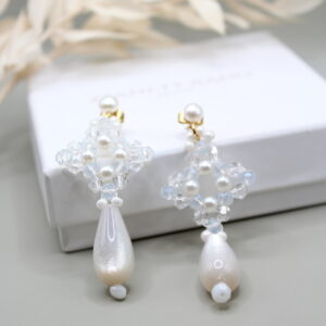 Ohrhänger "Fleur-Klee" Drops Weiss